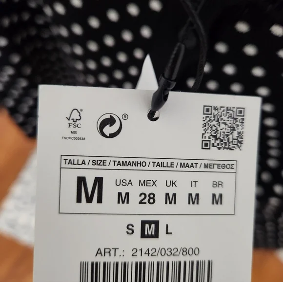 Zara Black Knit Cardigan with White Polka Dots. Size Medium - Picture 9 of 9